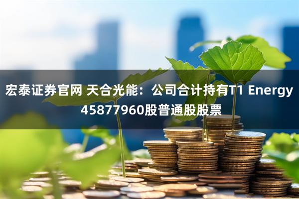 宏泰证券官网 天合光能：公司合计持有T1 Energy 45877960股普通股股票